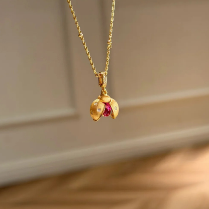 Gold-Plated 925 Silver｜Beetle Jewelry Set (Necklace+Ring)