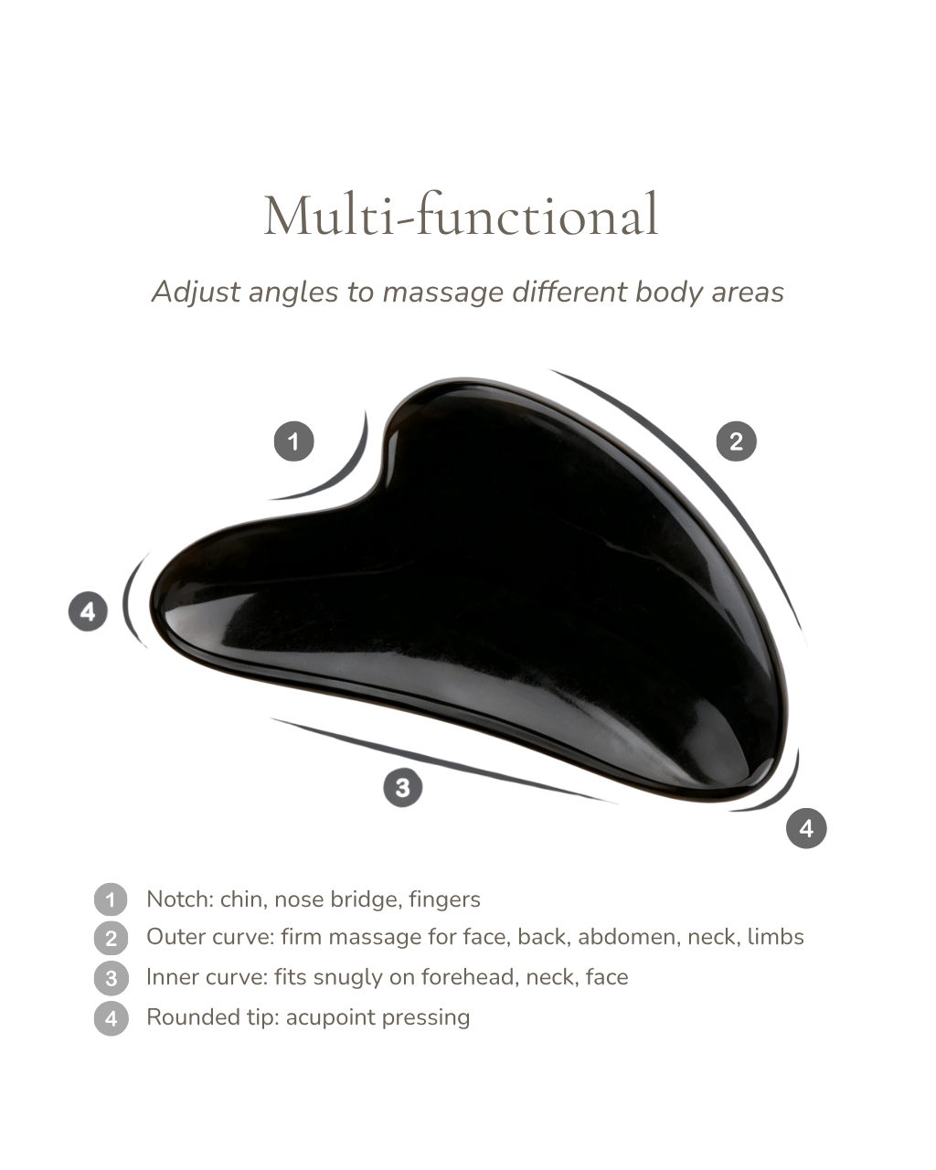 3D Crystal Gua Sha Board - Obsidian