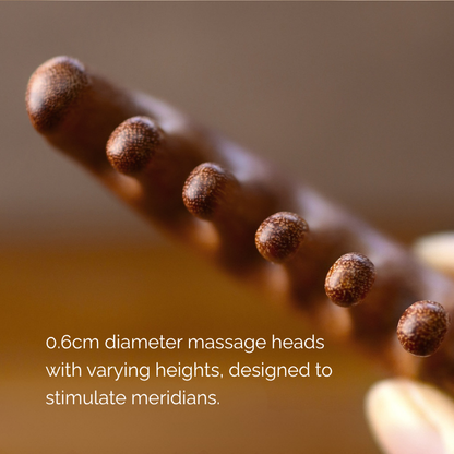 Massage Comb | 5-Tooth Golden Sandalwood - Multi-Functional Meridian Massage Comb