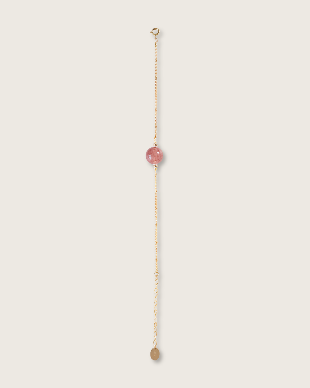Wish Pearl, Strawberry Quartz Chain Bracelet, Love
