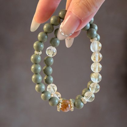 Double-wrap Herbal Incense Bracelet｜"Golden Aura", Yellow Aura Quartz & Citrine, Various Herbal Recipes Available
