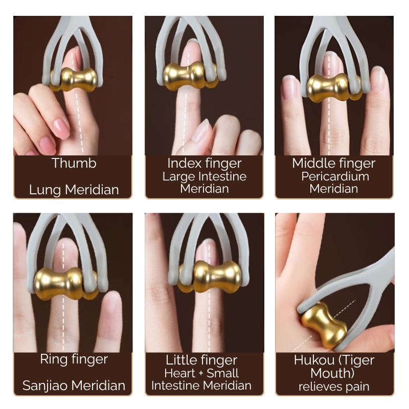 Massage Tool | Brass Finger Joint Massager - for Hand Acupressure & Joint Relief