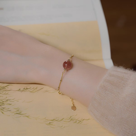 Chain Bracelet | Pearl of Palm – Strawberry Quartz for Relationships & Connections