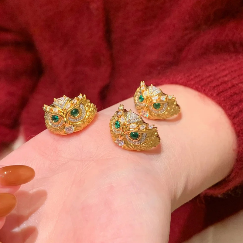 Gold-Plated 925 Silver｜ Silver Owl Ring