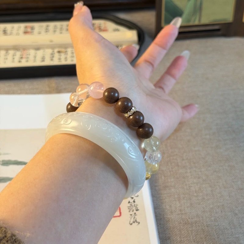 Herbal Incense Bracelet｜"Manifestation Trio", Citrine, Clear Quartz & Rose Quartz, Various Herbal Recipes Available