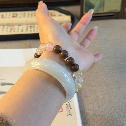Herbal Incense Bracelet｜"Manifestation Trio", Citrine, Clear Quartz & Rose Quartz, Various Herbal Recipes Available