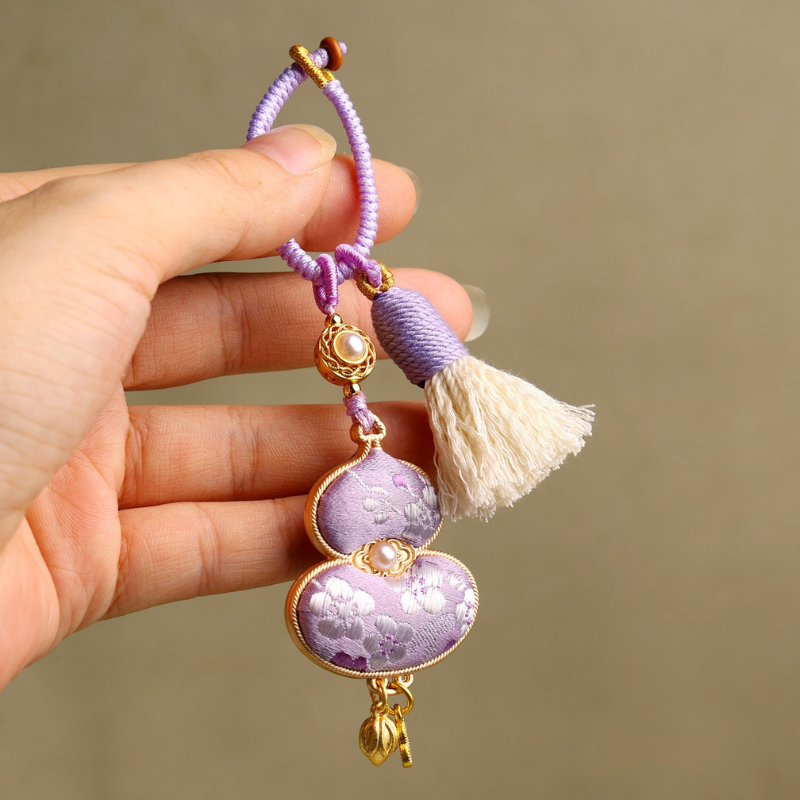 Embroidered Gourd Charm | Classic Symbol of Good Fortune with Braided Tassel