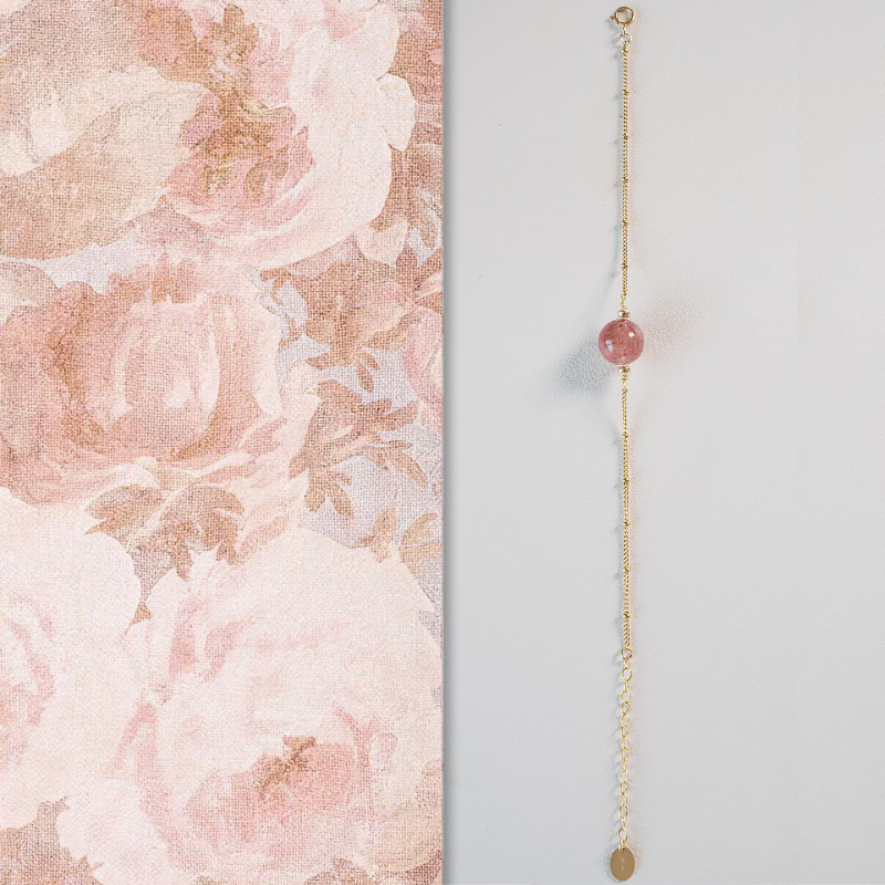 Chain Bracelet | Pearl of Palm – Strawberry Quartz for Relationships & Connections
