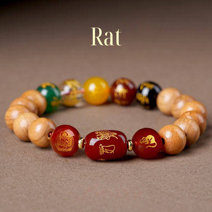 12 Zodiac Bracelet｜Peach Wood Wealth God & Buddha Protection