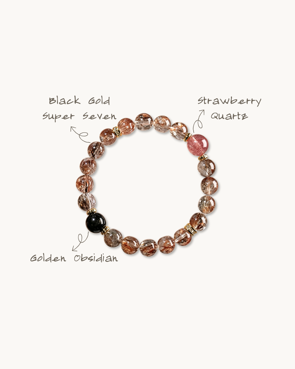 Golden Eclipse, Super Seven & Strawberry Quartz Bracelet, Stand in Your Light