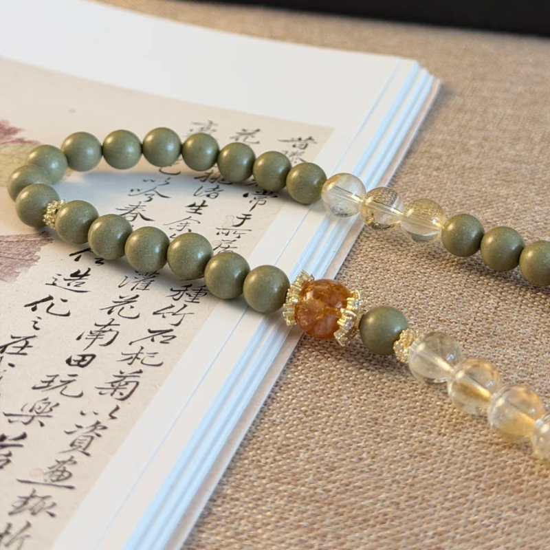 Double-wrap Herbal Incense Bracelet｜"Golden Aura", Yellow Aura Quartz & Citrine, Various Herbal Recipes Available