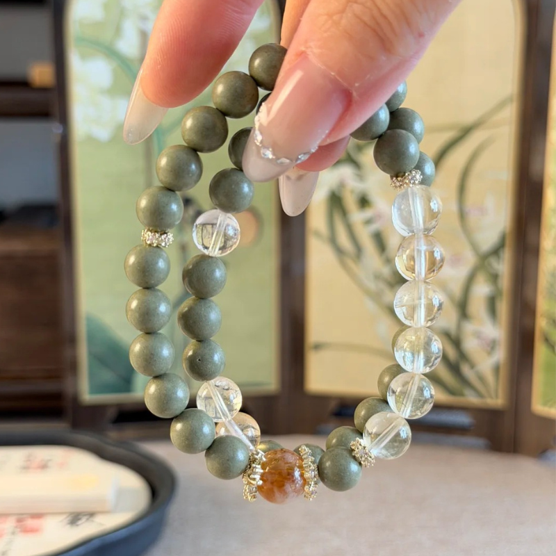 Double-wrap Herbal Incense Bracelet｜"Golden Aura", Yellow Aura Quartz & Citrine, Various Herbal Recipes Available