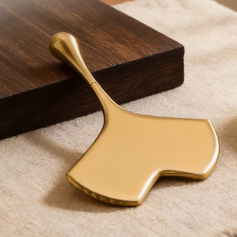 Gua Sha Tool | Fan-Shaped Face Scraper - Brass for Facial Massage
