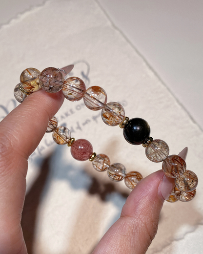 Golden Eclipse, Super Seven & Strawberry Quartz Bracelet, Stand in Your Light