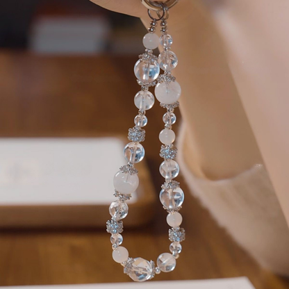 Phone Strap | White Whisper – White Moonstone & White Phantom for Purification & Calm