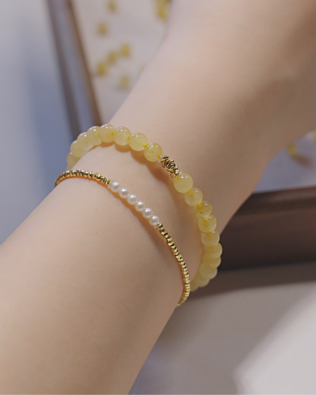 Everluck Golden Rutilated Bracelet, Wealth Boost