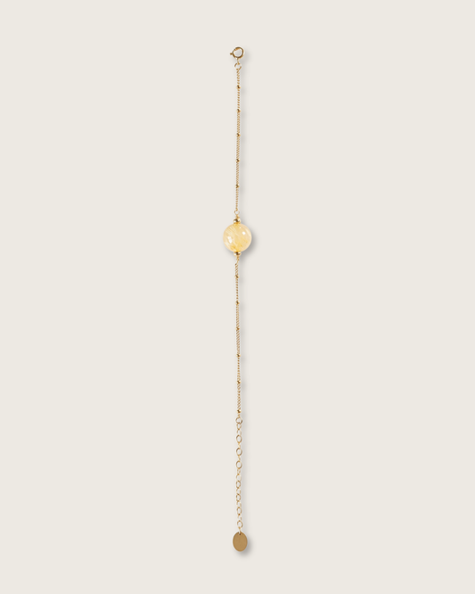 Wish Pearl, Golden Rutilated Chain Bracelet, Wealth