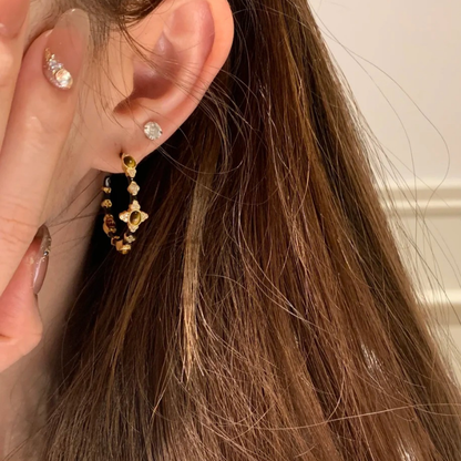 Gold-Plated 925 Silver｜ Tiger Eye Jewelry Set (Bangle+Ring+Earrings)
