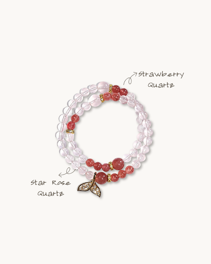 Mermaid Peach, Multi-Wrap Rose Quartz Bracelet, Boost Your Charm