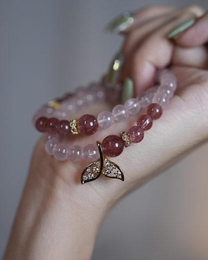 Mermaid Peach, Multi-Wrap Rose Quartz Bracelet, Boost Your Charm