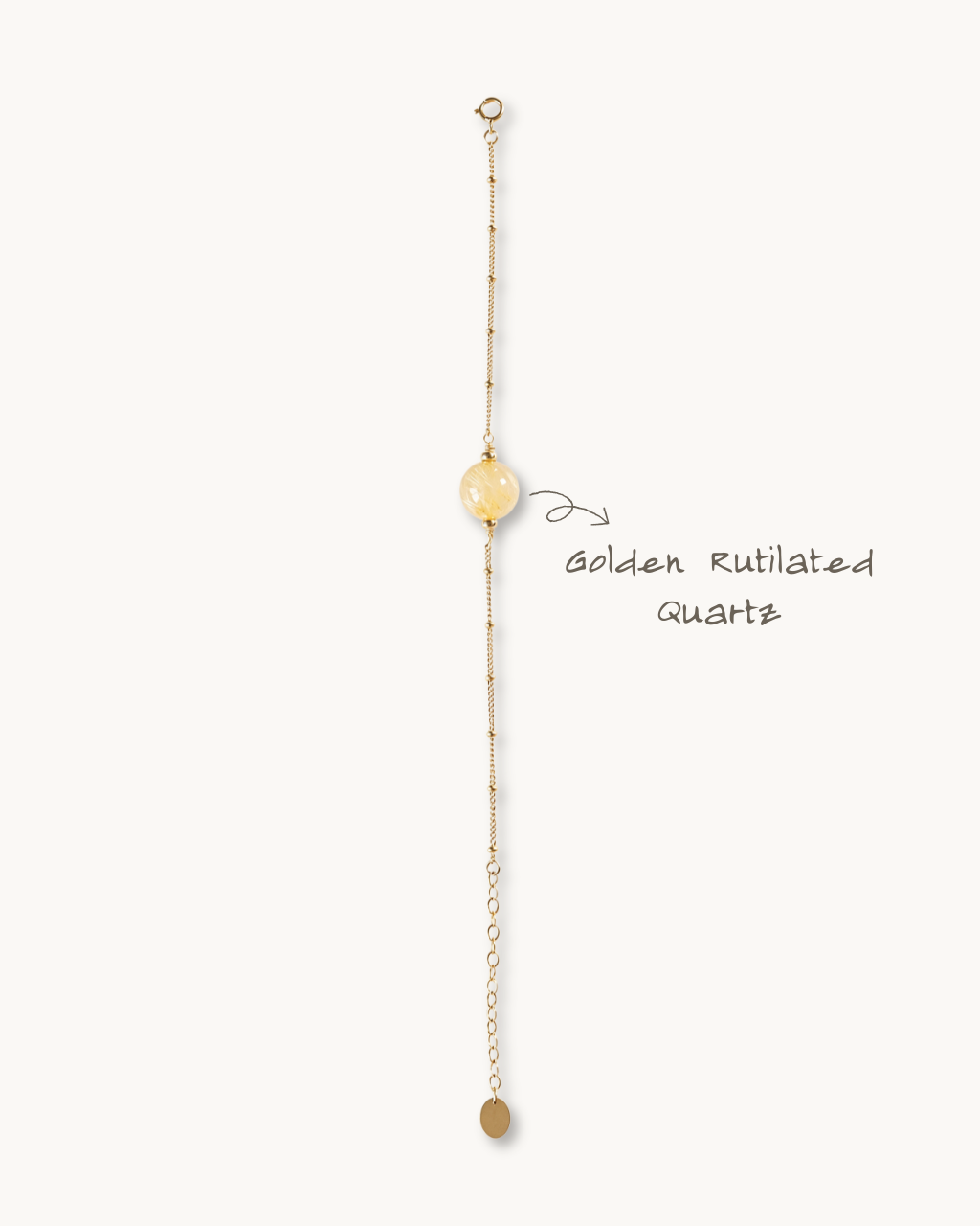 Wish Pearl, Golden Rutilated Chain Bracelet, Wealth