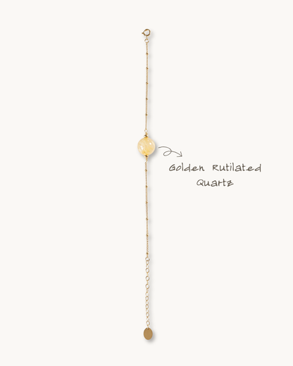 Wish Pearl, Golden Rutilated Chain Bracelet, Wealth
