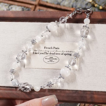 Phone Strap | White Whisper – White Moonstone & White Phantom for Purification & Calm