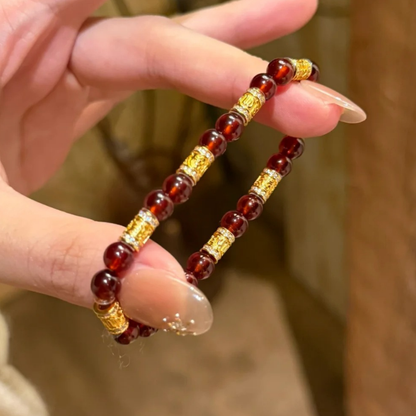 Gold-Plated 925 Silver｜ Red Agate Bangle