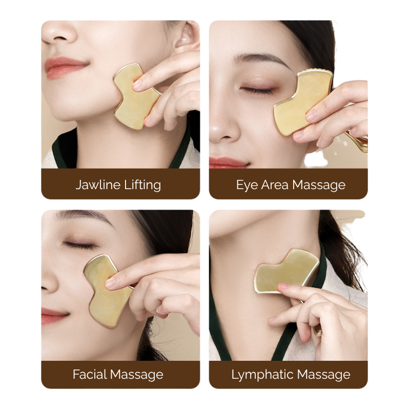 Gua Sha Tool | Fan-Shaped Face Scraper - Brass for Facial Massage