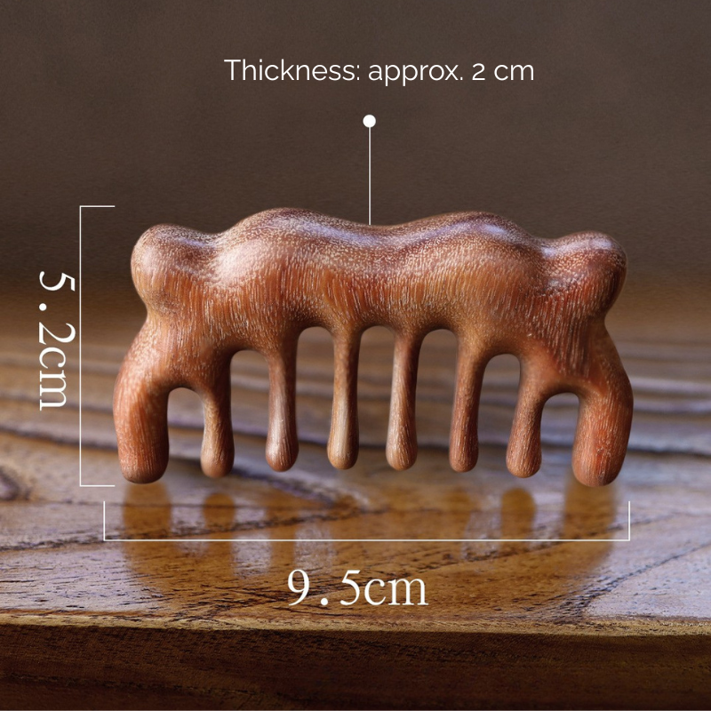 Massage Comb | 6-Tooth Golden Sandalwood - High-Low Teeth for Head Meridian