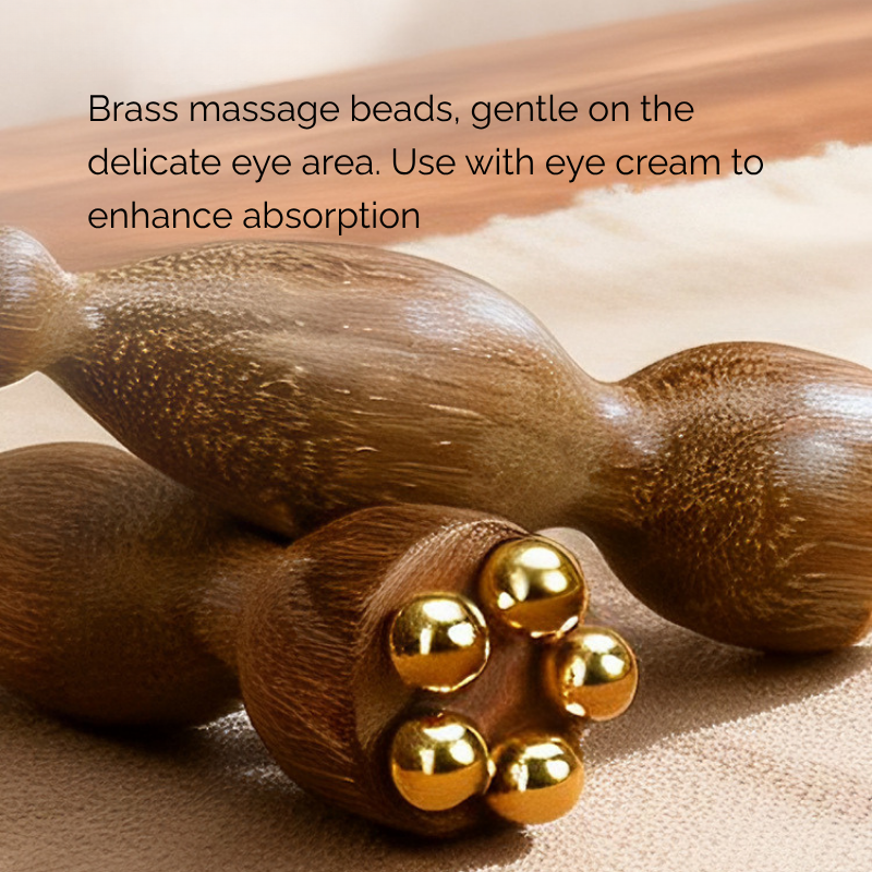 Massage Tool | Little Lotus Brass Bead - Rosewood Handle for Eye Acupressure