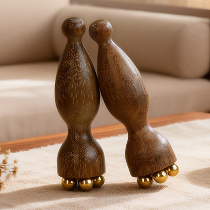 Massage Tool | Little Lotus Brass Bead - Rosewood Handle for Eye Acupressure