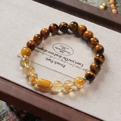 Bracelet｜Amber Glow Tiger's Eye & Citrine for Confidence Communication Wealth