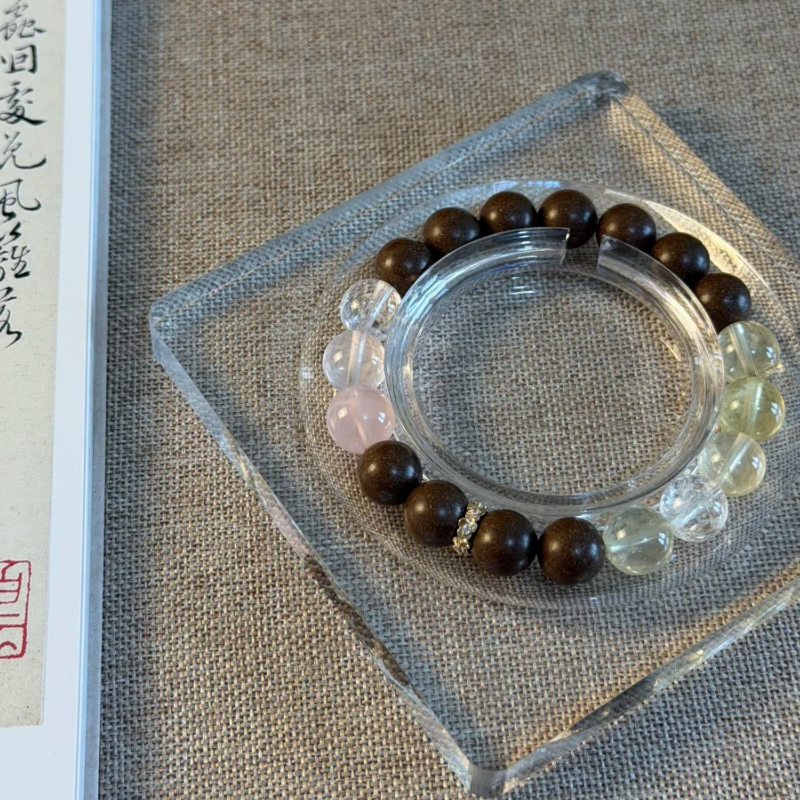 Herbal Incense Bracelet｜"Manifestation Trio", Citrine, Clear Quartz & Rose Quartz, Various Herbal Recipes Available