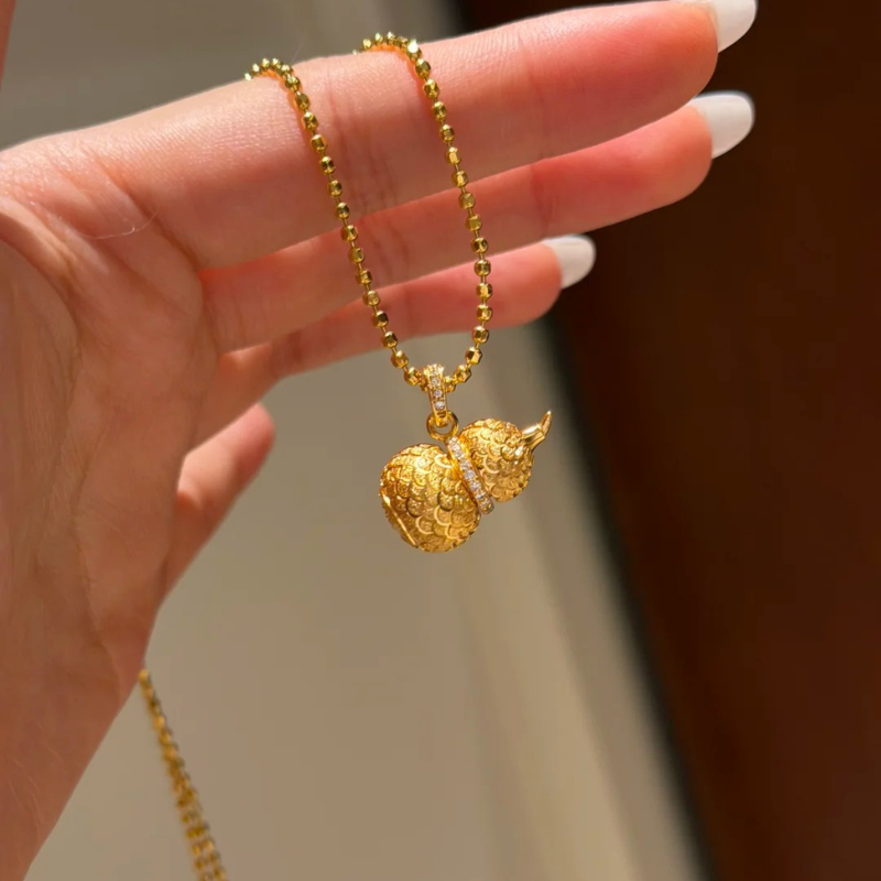 Gold-Plated 925 Silver｜Phoenix Scale Gourd Pendant - Imperial Amulet of Protection, Renewal & Blessings