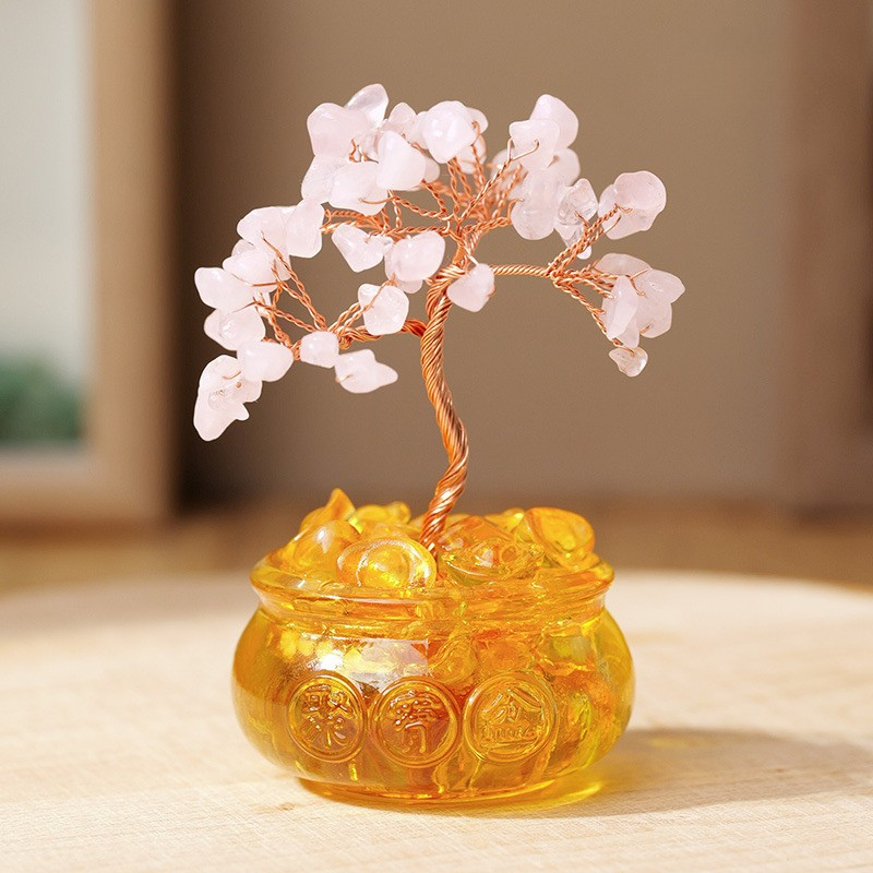 Rose Quartz Feng Shui Tree For Love - Harmony & Relationship Planter