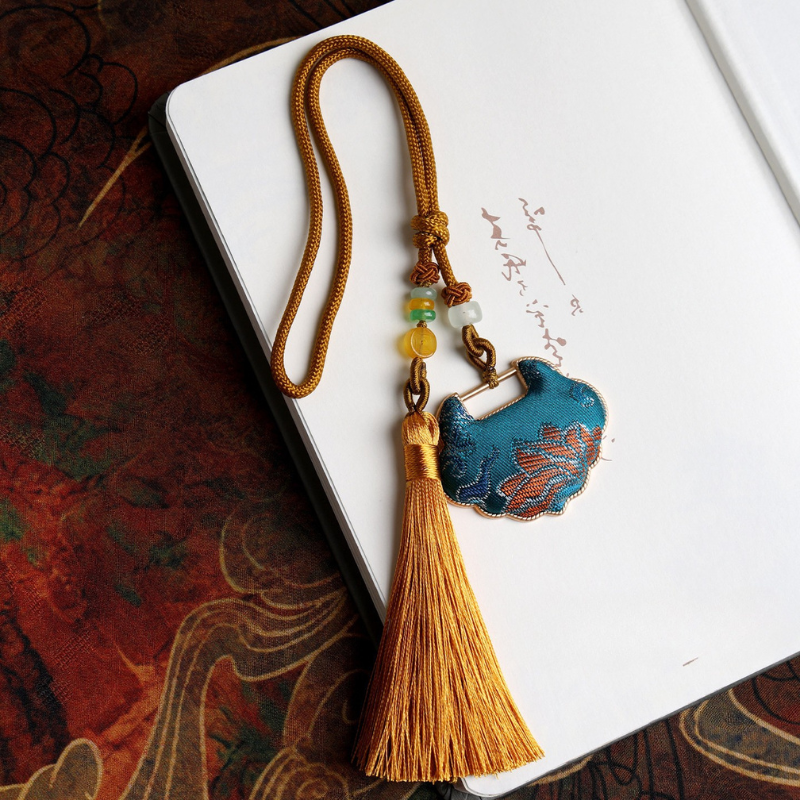 Ruyi Lock Amulet Charm | Chinese Embroidery Song Jin Protective Symbol