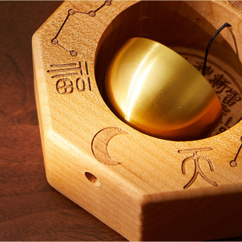 Bagua Peach Wood & Brass Talisman Door Chime | Feng Shui Protection & Energy Harmony