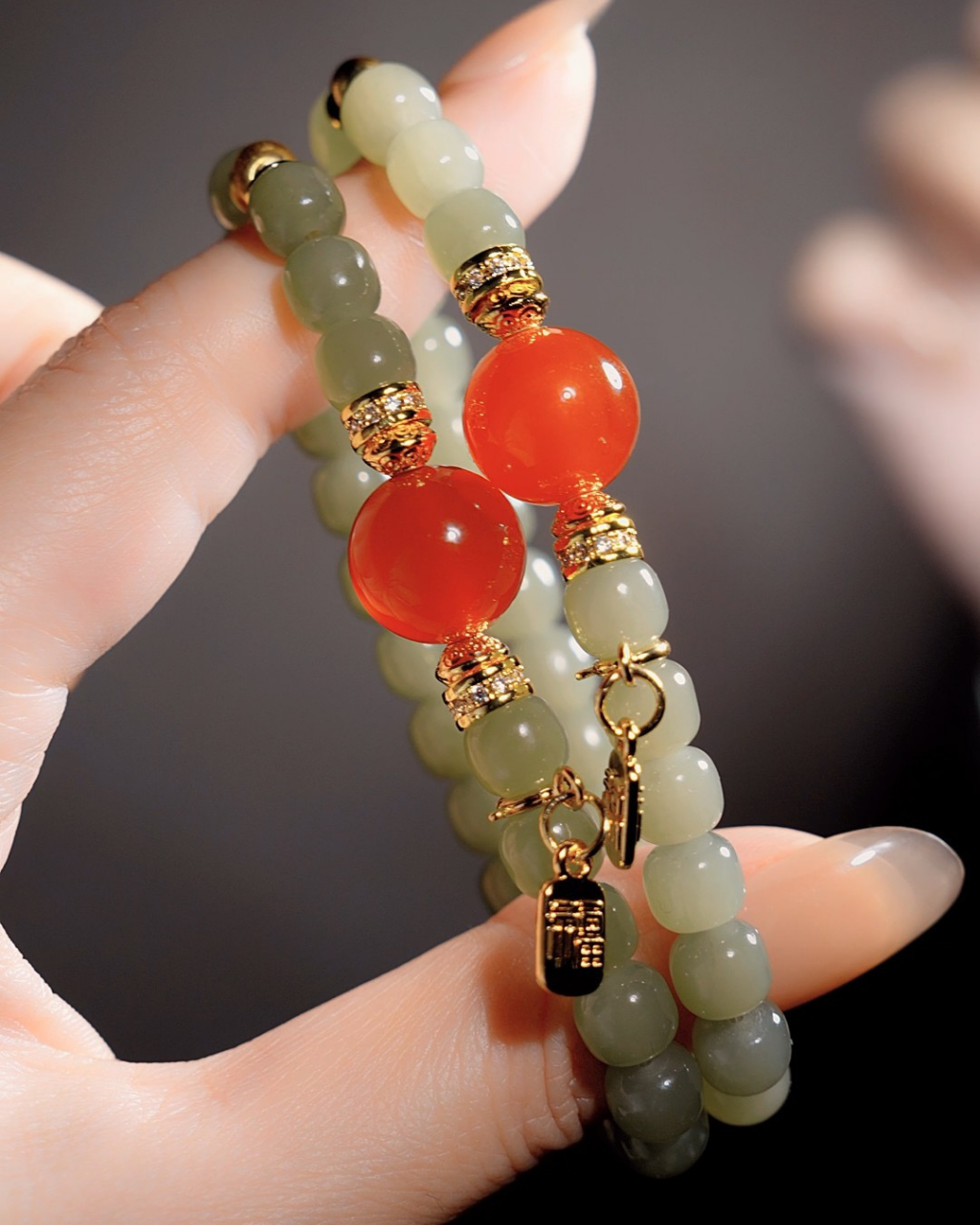 Prosperous Jade, Hetian Jade & Red Agate Bracelet, Protect Your Energy