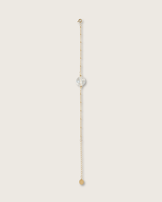 Wish Pearl, Clear Quartz Chain Bracelet, Protection