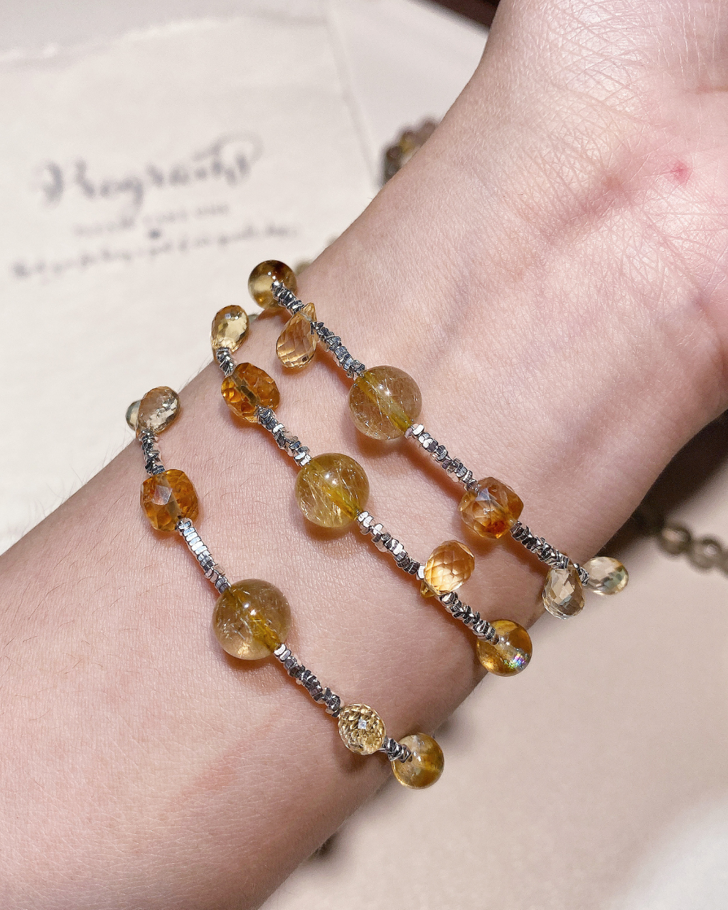 Floating Gold, Citrine & Golden Rutilated Bracelet, Welcome Unexpected Wealth