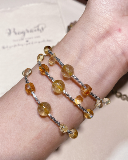 Floating Gold, Citrine & Golden Rutilated Bracelet, Welcome Unexpected Wealth