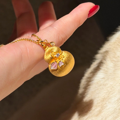 Gold-Plated 925 Silver｜Gourd Necklace – Fortune & Blessing
