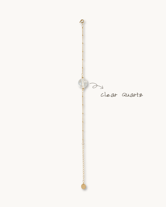 Wish Pearl, Clear Quartz Chain Bracelet, Protection