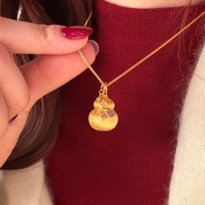 Gold-Plated 925 Silver｜Gourd Necklace – Fortune & Blessing