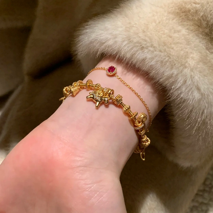 Gold-Plated 925 Silver｜String of Cash Horse Year Bracelet