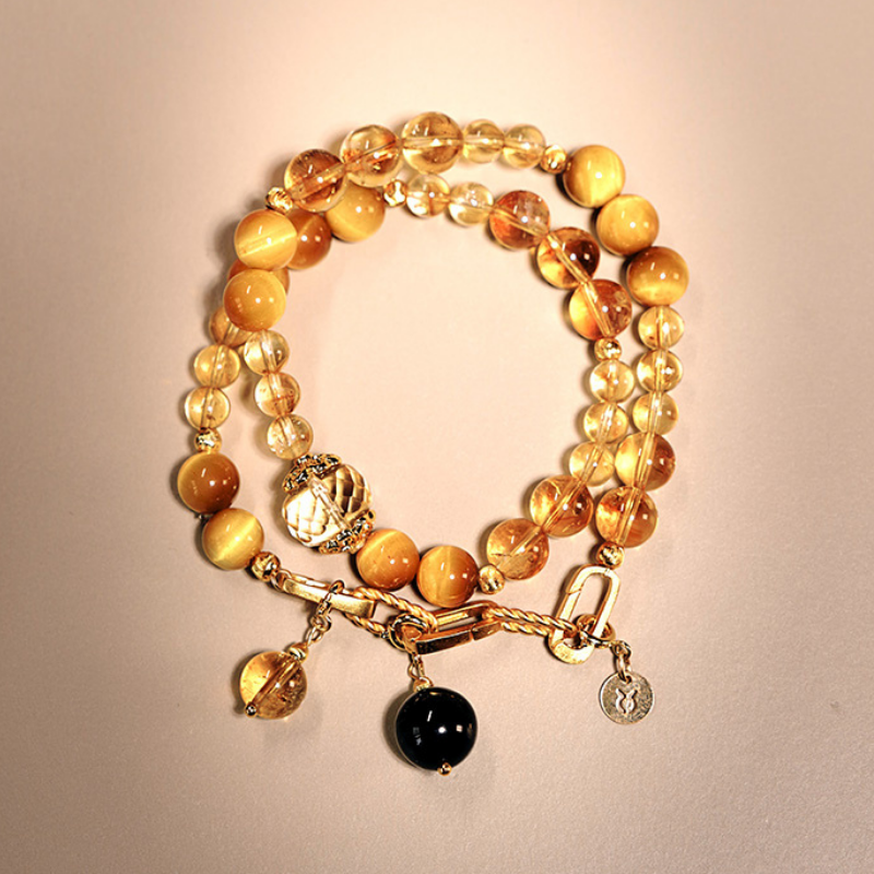 2026 Taurus Double-Wrap Bracelet | Abundance Stone Silver Obsidian