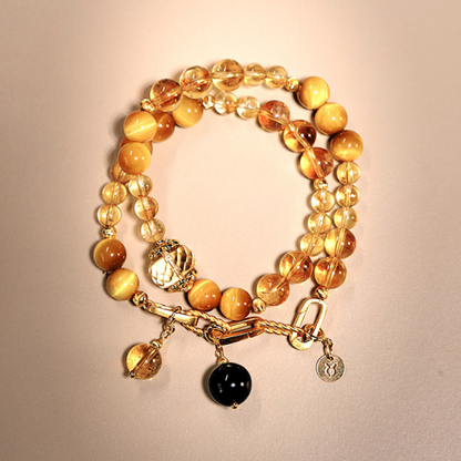 2026 Taurus Double-Wrap Bracelet | Abundance Stone Silver Obsidian