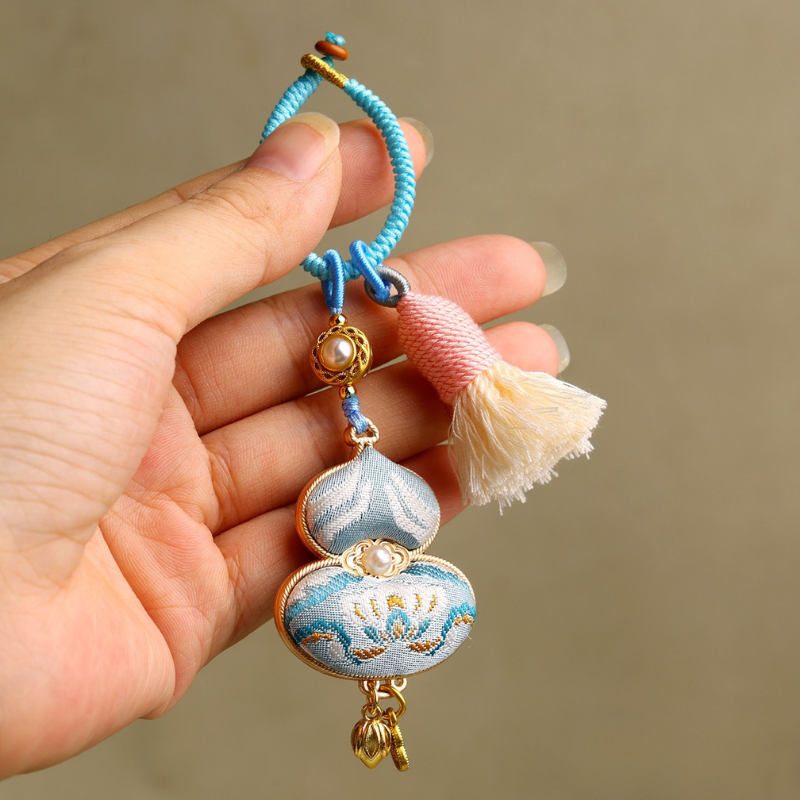 Embroidered Gourd Charm | Classic Symbol of Good Fortune with Braided Tassel