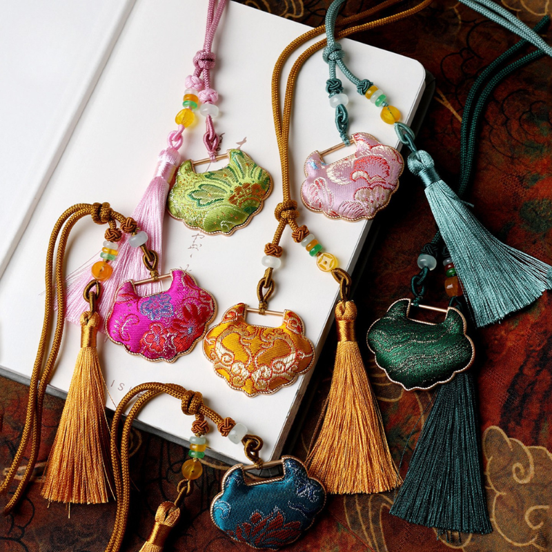 Ruyi Lock Amulet Charm | Chinese Embroidery Song Jin Protective Symbol